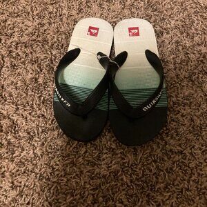 Quiksilver Boys Sandal Size 11/12 Flip Flop Thong Style Textured Striped Black